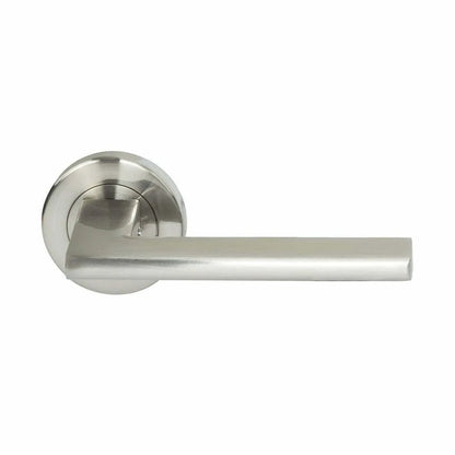 MILES NELSON DOOR HANDLES MILANO RANGE SATIN NICKEL FINISH FORLI PASSAGE SET,SEPARATE PRIVACY SET,DUMMY SET & INTERGRATED PRIVACY INCLUDES LATCH 55MM ROUND ROSE