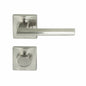 MILES NELSON DOOR HANDLES MILANO RANGE SATIN NICKEL FINISH FORLI PASSAGE SET,PRIVACY SET,DUMMY AND INTERGRATED PRIVACY INCLUDES LATCH 55MM SQUARE ROSE
