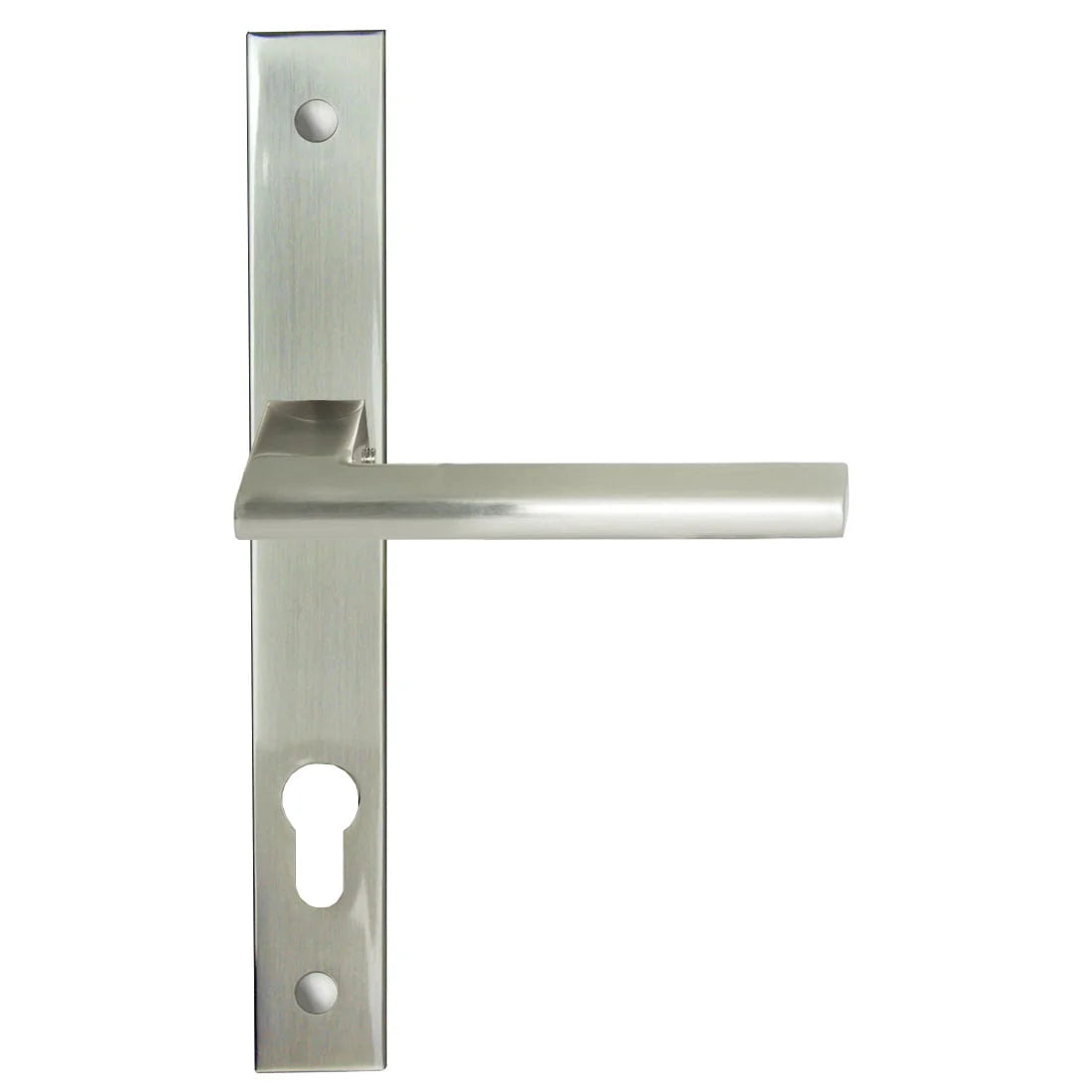 MILES NELSON DOOR HANDLES MILANO RANGE SATIN NICKEL FINISH FORLI SQUARE STYLE LONG PLATE E85 EURO KEYHOLE FURNITURE ONLY / NO LATCH HANG SELL