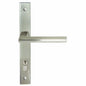 MILES NELSON DOOR HANDLES MILANO RANGE SATIN NICKEL FINISH FORLI SQUARE STYLE LONG PLATE SET SUPPLIED WITH 716SS MORTICE LOCK AND KEY / TURN