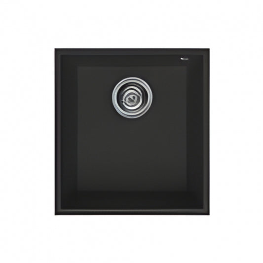 BURNS & FERALL ELLECI GRANITE SINKS QUADRA SINGLE BOWL TOPMOUNT 100 (410 X 500MM) & UNDERMOUNT 100 (380 X 440MM) -BLACK