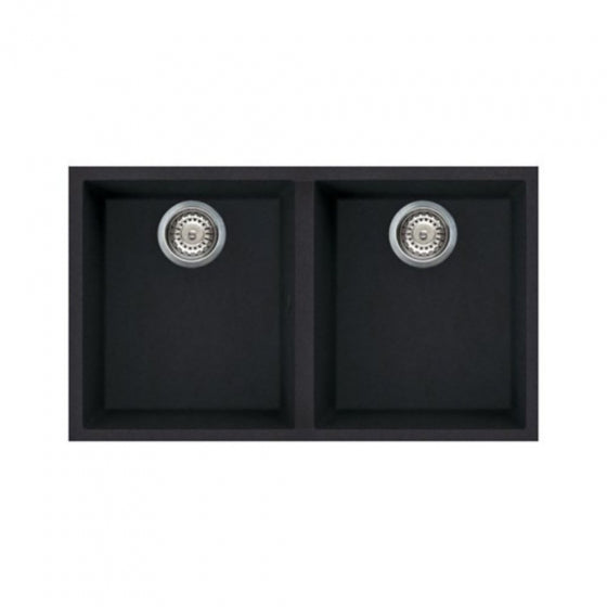 BURNS & FERALL ELGQ350-40 ELLECI  GRANITE SINKS QUADRA UNDERMOUNT 350  DOUBLE BOWL- BLACK