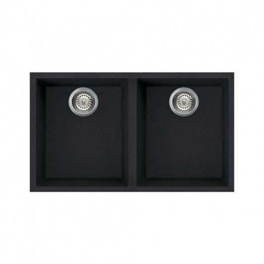 BURNS & FERALL ELGQ350-40 ELLECI  GRANITE SINKS QUADRA UNDERMOUNT 350  DOUBLE BOWL- BLACK