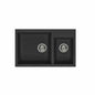 BURNS & FERALL ELLECI GRANITE SINKS  QUADRA UNDERMOUNT 440 & TOPMOUNT 440 DOUBLE BOWL LEFT HAND - BLACK, WHITE &  ALUMINIUM