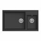 BURNS & FERALL ELGT445-40T ELLECI  GRANITE SINKS QUADRA TOPMOUNT 445 DOUBLE BOWL- BLACK