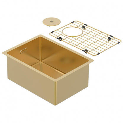 BURNS & FERALL ZOMODO PEARLARC PVD SCULLERY SINGLE BOWL SINK & GRID AVAILABLE IN 3 SIZES : 280MM ,400MM & 500MM EUREKA GOLD