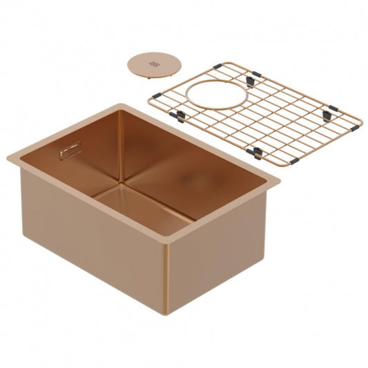 BURNS & FERALL ZOMODO PEARLARC PVD SCULLERY SINGLE BOWL SINK & GRID AVAILABLE IN 4 SIZES : 280MM ,400MM & 500MM  RIO BRONZE