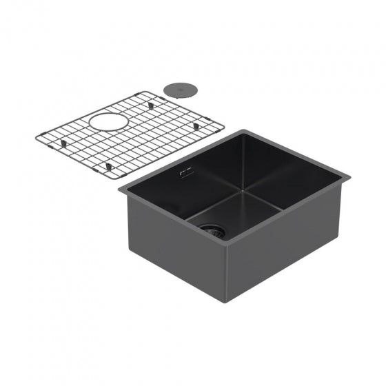 BURNS & FERALL ZOMODO PEARLARC PVD SCULLERY SINGLE BOWL SINK & GRID AVAILABLE IN 4 SIZES : 280MM ,400MM,450MM & 500MM BLACK PEARL
