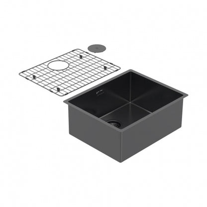 BURNS & FERALL ZOMODO PEARLARC PVD SCULLERY SINGLE BOWL SINK & GRID AVAILABLE IN 4 SIZES : 280MM ,400MM,450MM & 500MM BLACK PEARL