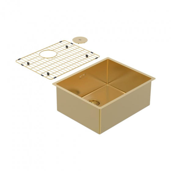 BURNS & FERALL ZOMODO PEARLARC PVD SCULLERY SINGLE BOWL SINK & GRID AVAILABLE IN 3 SIZES : 280MM ,400MM & 500MM EUREKA GOLD