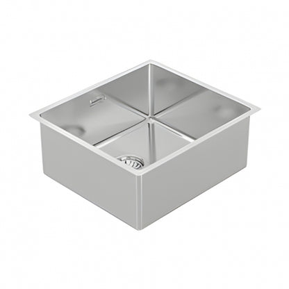 BURNS & FERALL BDM490 DESIGNER 490 R15 SINGLE FABRICATED BOWL 450 X 400 X 200MM WASTE & OVERFLOW 1.2MM STAINLESS STEEEL