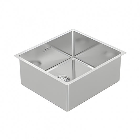 BURNS & FERALL BDM490 DESIGNER 490 R15 SINGLE FABRICATED BOWL 450 X 400 X 200MM WASTE & OVERFLOW 1.2MM STAINLESS STEEEL