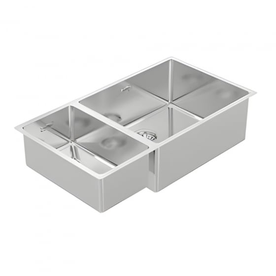 BURNS & FERALL BDM795 Left & Right Double Fabricated Bowl (500+225) x 400x200mm 1.2mm Stainless Steel