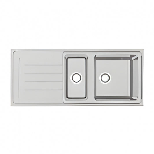 BURNS & FERALL DEB180 CLASSIC DELTA DOUBLE BOWL WITH  DRAINER REVERSIBLE SINK STAINLESS STEEL