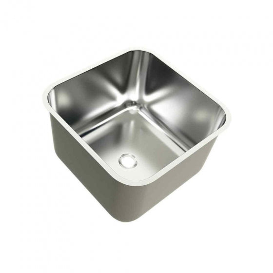 BURNS & FERALL CLASSIC B450 SINGLE BOWL 450 X 450 X 300MM 50MM CENTRAL WASTE & NO OVERFLOW - 0.9MM STAINLESS STEEL