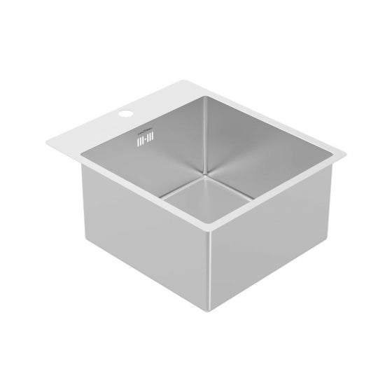 BURNS & FERALL BSL440R10 DESIGNER 440 R10 TAP LANDING LAUNDRY  BOWL DEEP 400 X 400 X 230MM 1.0MM STAINLESSS STEEL - SILKY SHEEN