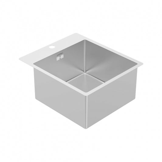 BURNS & FERALL BSL440R10 DESIGNER 440 R10 TAP LANDING LAUNDRY  BOWL DEEP 400 X 400 X 230MM 1.0MM STAINLESSS STEEL - SILKY SHEEN