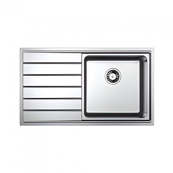 BURNS & FERALL CLASSIC LIB100 LINEA R25 SINGLE  BOWL WITH  DRAINER LEFT HAND & RIGHT HAND -  STAINLESS STEEL