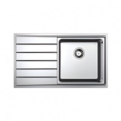 BURNS & FERALL CLASSIC LIB100 LINEA R25 SINGLE  BOWL WITH  DRAINER LEFT HAND & RIGHT HAND -  STAINLESS STEEL