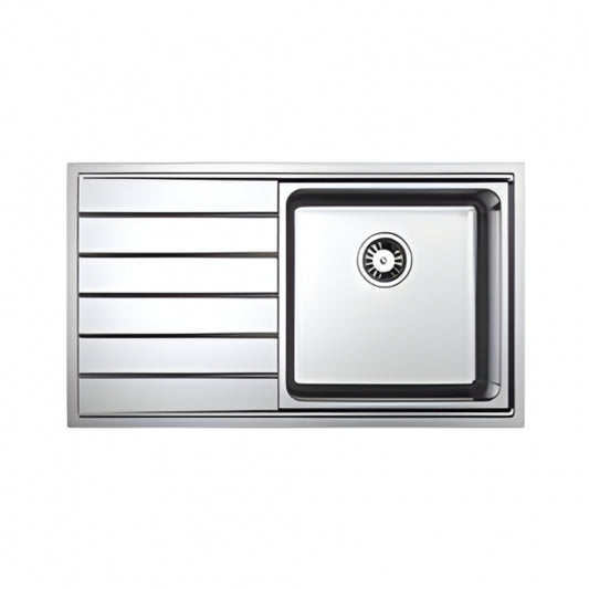 BURNS & FERALL CLASSIC LIB100 LINEA R25 SINGLE  BOWL WITH  DRAINER LEFT HAND & RIGHT HAND -  STAINLESS STEEL