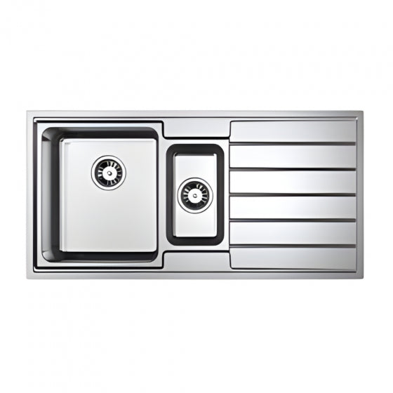 BURNS & FERALL CLASSIC LIB125 LINEA R25 DOUBLE BOWL WITH  DRAINER LEFT HAND & RIGHT HAND -  STAINLESS STEEL
