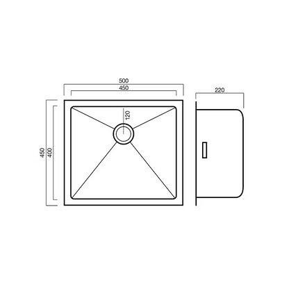 Ikon Invercargill 450 x 400 x 220 Southland Collection 316  Stainless Steel Sink