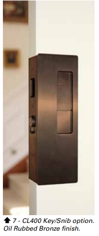 Cavity Slider for Doors CaviLock CL400 Right Handle Key Locking Left Handle Blank 34-40mm - Available in 6 Colours :  Bright Chrome ,Satin Chrome, Oil Rubbed Bronze ,Satin Nickel, Matte Black ,Custom Finish