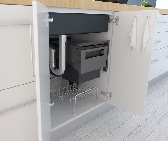 Tanova Pull Out Kitchen Bin Side Mount Bracket 200mm 300mm and 350mm White and Gray