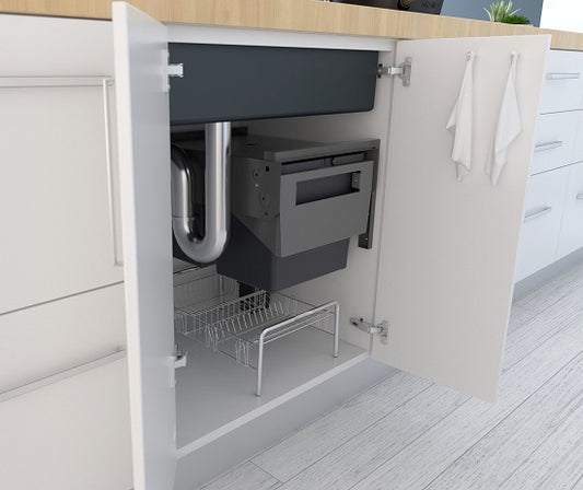 Tanova Pull Out Kitchen Bin Side Mount Bracket 200mm 300mm and 350mm White and Gray