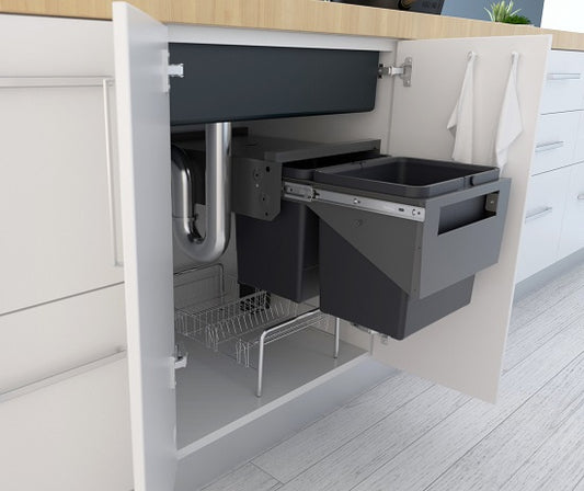 Tanova Pull Out Kitchen Bin Side Mount Bracket 200mm 300mm and 350mm White and Gray