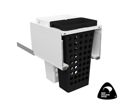 Tanova Simplex Drawer Insert Laundry Unit for LEGRABOX F Drawer - Frame & Baskets 500mm Cab-2x36L Plastic Hamper- White and White Gray