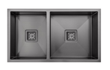 Blanco Germany Linen Squareline Sinks, 1 & 3/4 Bowl ( 780 x 450 x 200mm ) Width 900mm Finish Stainless Steel and Gun Metal