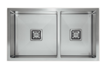 Blanco Germany Linen Squareline Sinks, 1 & 3/4 Bowl ( 780 x 450 x 200mm ) Width 900mm Finish Stainless Steel and Gun Metal