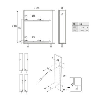 Hettich Germany Lario 200/400 pull-out unit, 2-level W150/200/300/400