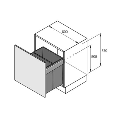 Hettich Germany Laundry basket pull-out, InnoTech Pull Laundry 600