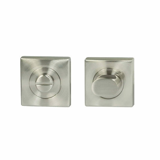 MILES NELSON DOOR HANDLES MILES NELSON DOOR HANDLESMILANO RANGE SATIN NICKEL FINISH 55MM ROUND ROSE PRIVACY TURN SET(EXCLUDES BOLT MIL320) & HANG SELL