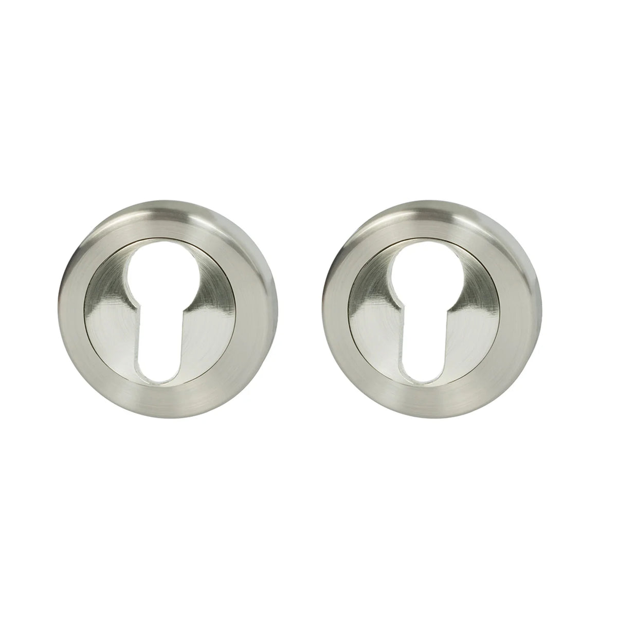 MILES NELSON DOOR HANDLES MILANO RANGE ROUND EURO EUCHTCHEON (PAIR) - SATIN NICKEL