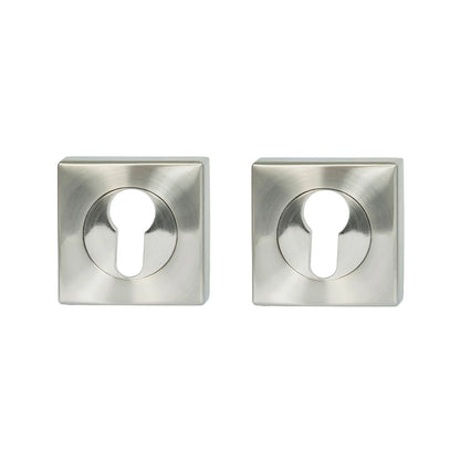 MILES NELSON DOOR HANDLES MILANO RANGE ROUND EURO EUCHTCHEON (PAIR) - SATIN NICKEL