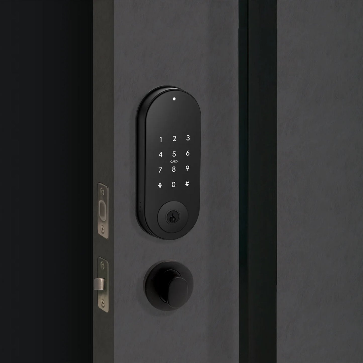 MILES NELSON ENTRANCE DOOR DOORBOT DIGITAL ENTRY KIT - DEADBOLT WITH PULL HANDLE AND LATCH TURN KIT MATT BLACK (MN8000BLK + 781SS600BLK + 452RDPTBLK + MIL325)
