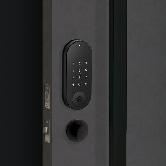 MILES NELSON ENTRANCE DOOR DOORBOT DIGITAL ENTRY KIT - DEADBOLT WITH PULL HANDLE AND LATCH TURN KIT MATT BLACK (MN8000BLK + 781SS600BLK + 452RDPTBLK + MIL325)