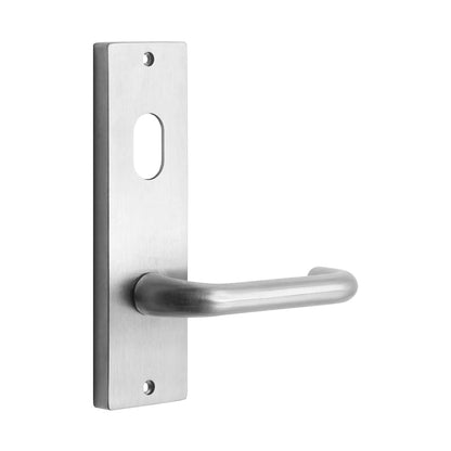 MILES NELSON COMMERCIAL 90 LEVER ON WIDE LONG PLATE - INTERNAL / LEVER / CYLINDER HOLE SATIN CHROME ON BRASS & MATT BLACK