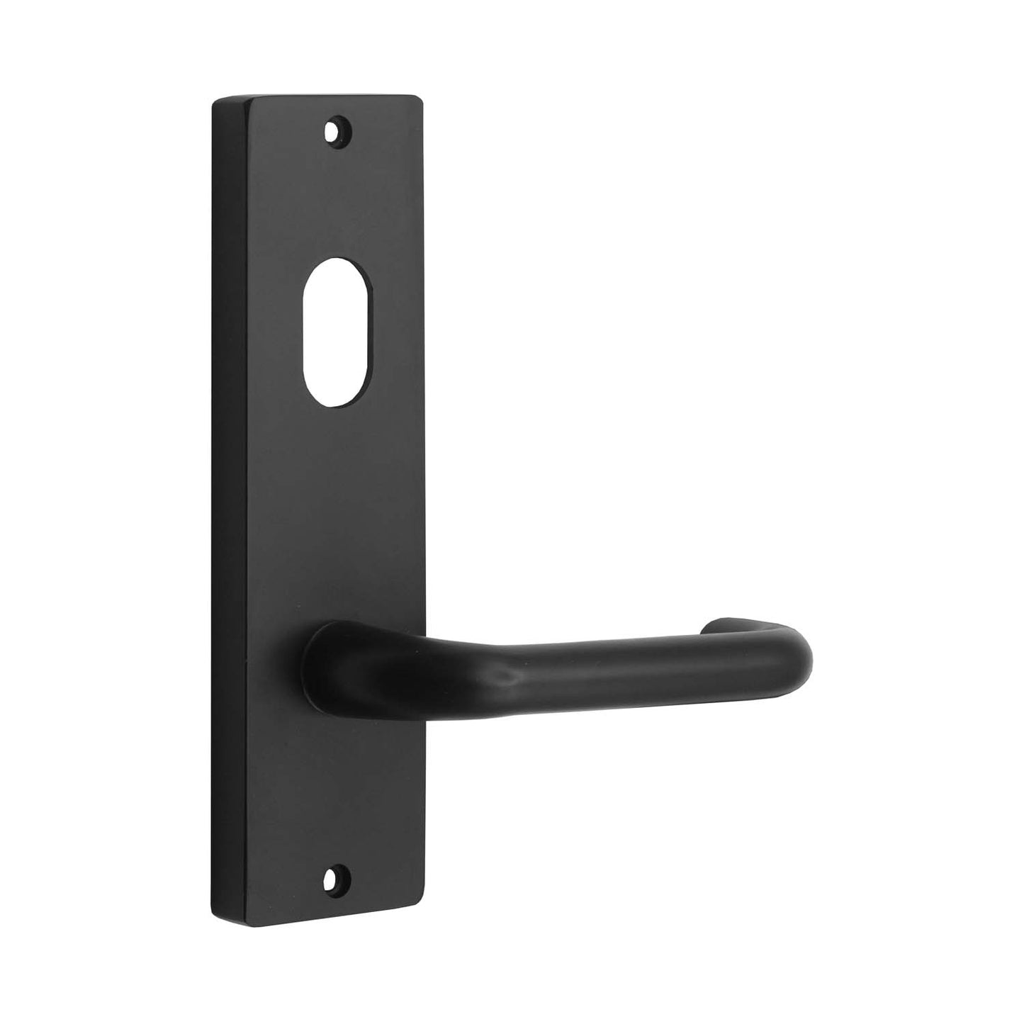 MILES NELSON COMMERCIAL 90 LEVER ON WIDE LONG PLATE - INTERNAL / LEVER / CYLINDER HOLE SATIN CHROME ON BRASS & MATT BLACK