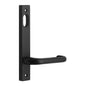 MILES NELSON COMMERCIAL 90 LEVER ON NARROW LONG PLATE - INTERNAL / LEVER / CYLINDER HOLE - SATIN CHROME ON BRASS AND MATT BLACK