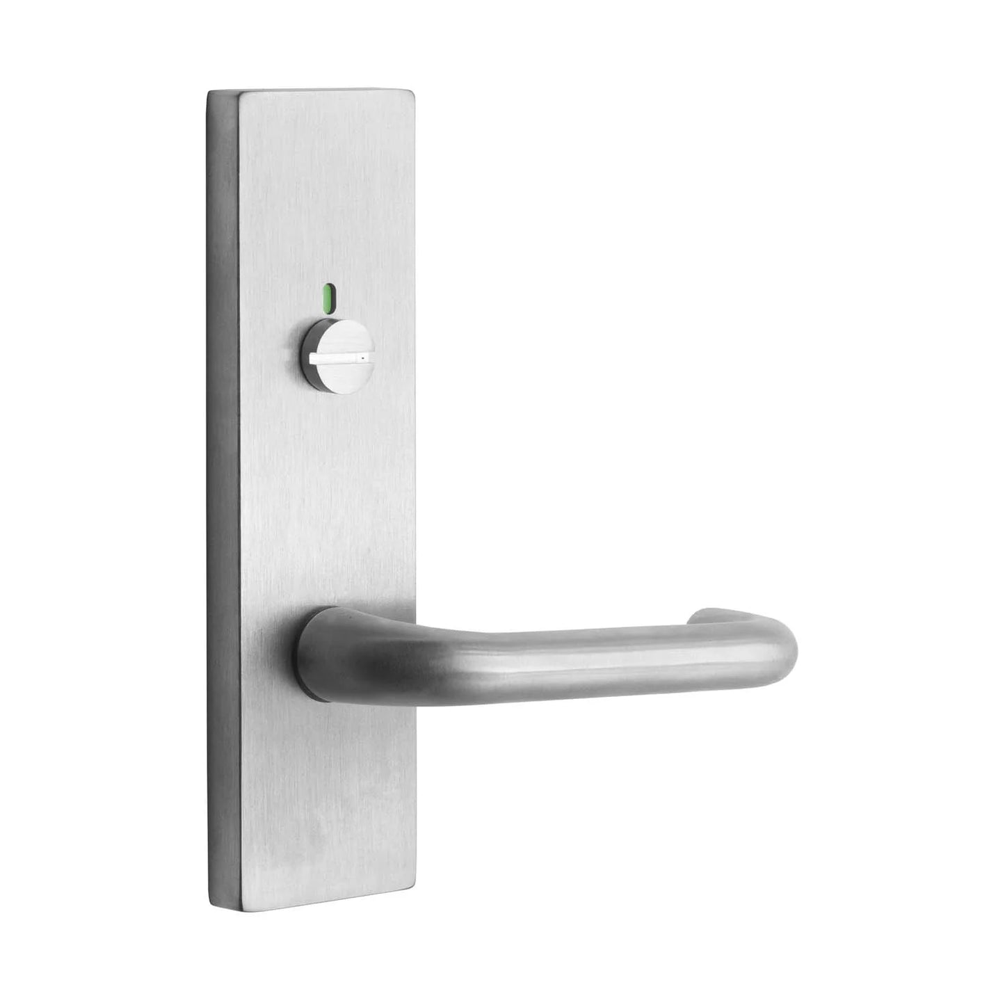 MILES NELSON COMMERCIAL 90 LEVER ON WIDE LONG PLATE - EXTERNAL / LEVER / INDICATOR & RELEASE  SATIN CHROME ON BRASS,MATT BLACK