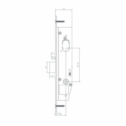 MILES NELSON COMMERCIAL 2000 SERIES NARROW STYLE MORTICE DEADLATCH 28MM BACKSET - LONG AND SHORT FACE PLATE AND XZ3CAM - NO CYLINDER OR TURN- SATIN CHROME ON BRASS & MATT BLACK