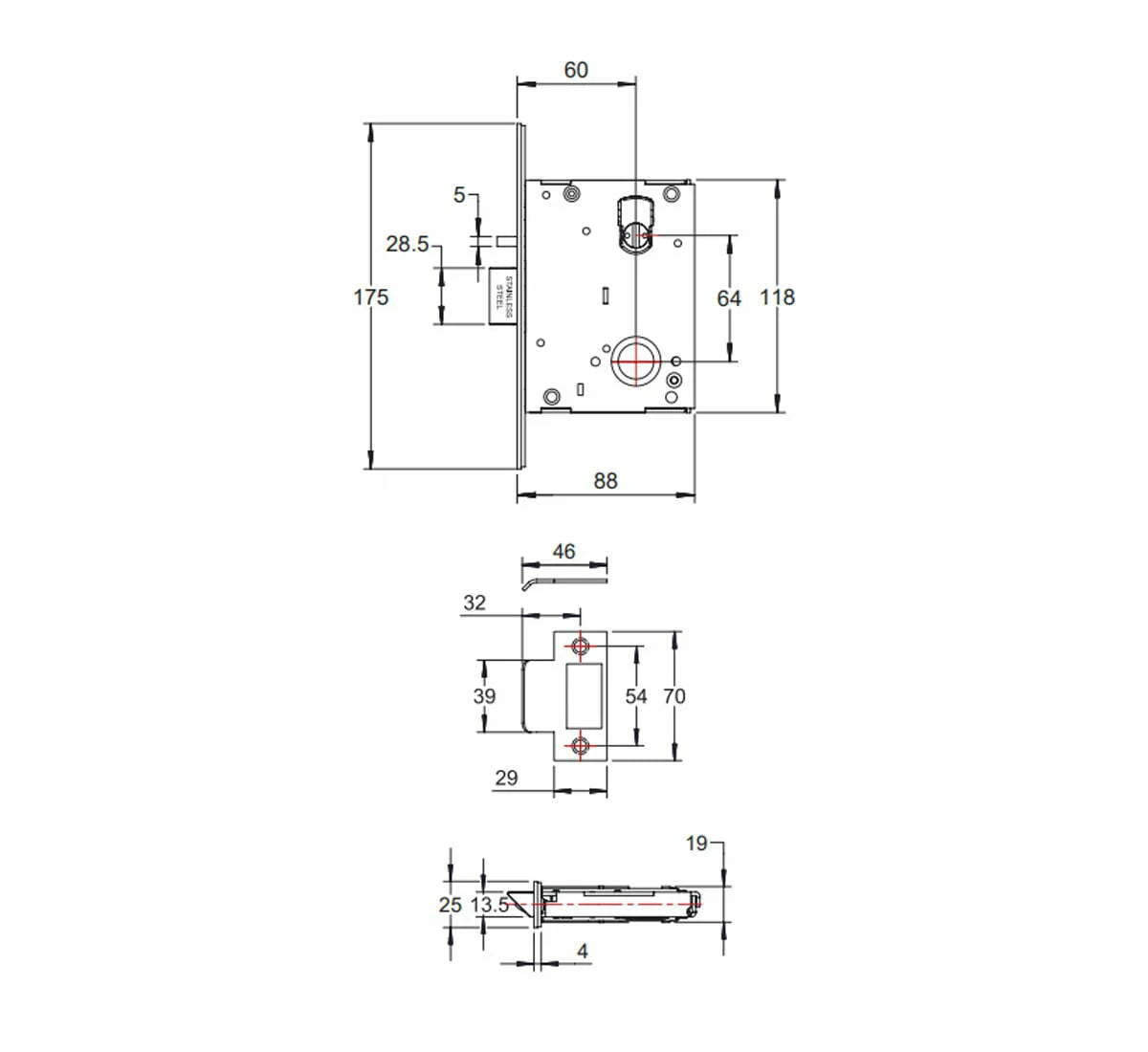 MILES NELSON COMMERCIAL ENTERANCE LOCK KIT WITH KEYS  AND  EXTENDED KEY CYLINDER - FIRE RATED OFFICE KIT