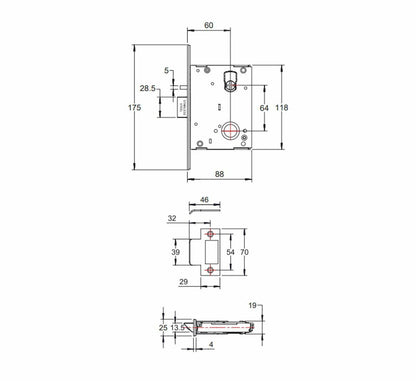 MILES NELSON COMMERCIAL ENTERANCE LOCK KIT WITH KEYS  AND  EXTENDED KEY CYLINDER - FIRE RATED OFFICE KIT