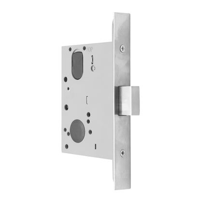 MILES NELSON COMMERCIAL 5000 SERIES WIDE BODY MORTICE DEADLOCK 60MM BACKSET INCL TURN ADAPTER AND W3 CAM - NO CYLINDER OR TURN - SATIN CHROME ON BRASS & MATT BLACK