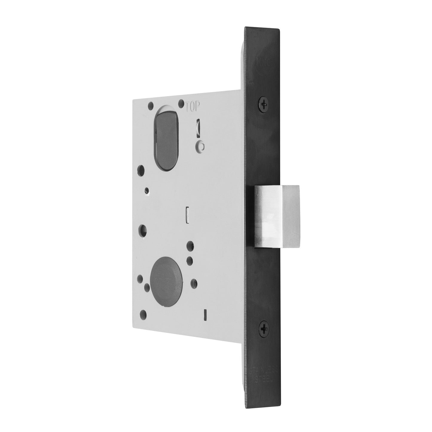 MILES NELSON COMMERCIAL 5000 SERIES WIDE BODY MORTICE DEADLOCK 60MM BACKSET INCL TURN ADAPTER AND W3 CAM - NO CYLINDER OR TURN - SATIN CHROME ON BRASS & MATT BLACK