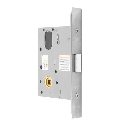 MILES NELSON COMMERCIAL 5000 SERIES WIDE BODY MORTICE NON LOCKING PASSAGE LATCH 60MM BACKSET - SATIN CHROME ON BRASS & MATT BLACK
